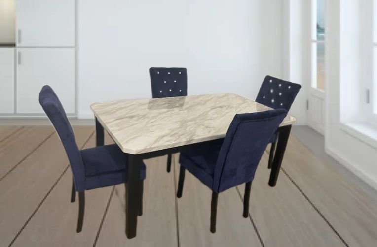 Carmine Faux Marble Table +  4 Chairs Choose Your Chair Color