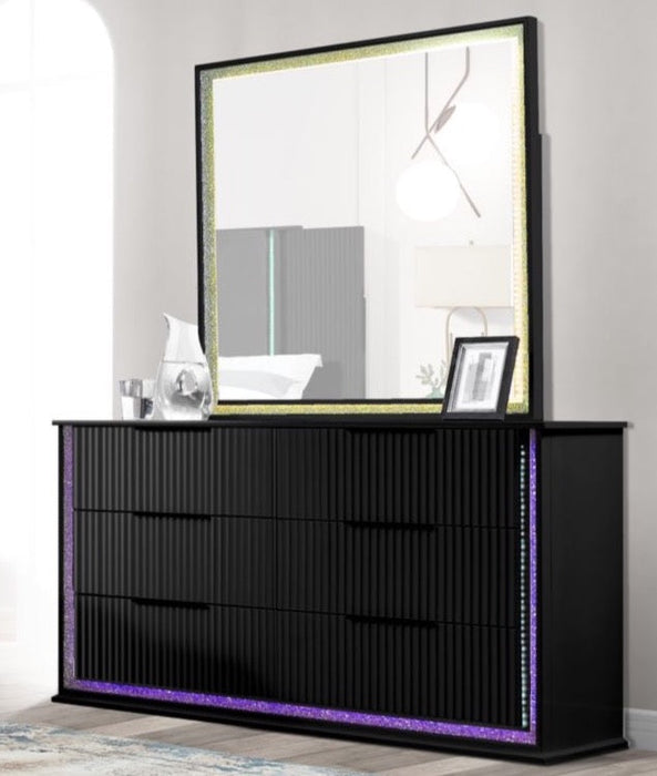 Pallis Black LED Dresser