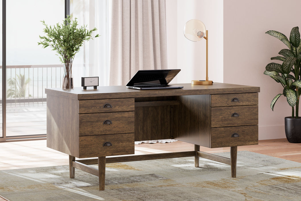 Austanny - Warm Brown - 3 Pc. - Home Office Desk, Chair, Bookcase