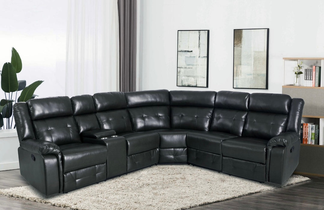 Cobalt Black Reclining Sectional with 1 Storage Console