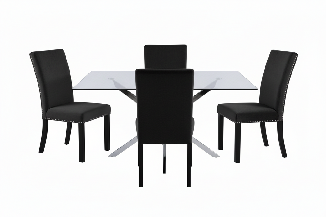 Dejon Table + 4 Black Chairs