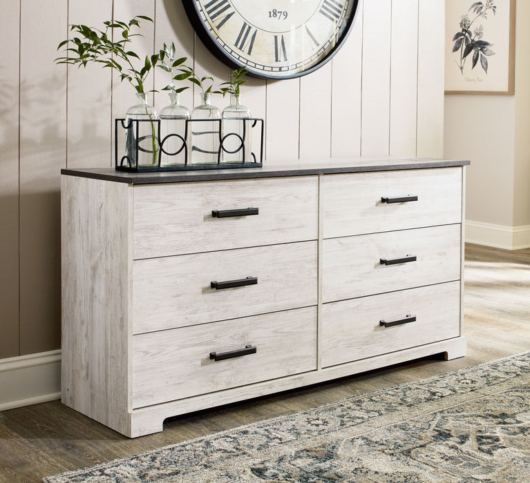 Shawburn - Six Drawer Dresser - Pewter-tone pulls - White / Black / Gr | Price Busters Furniture Shawburn - Six Drawer Dresser - Pewter-tone pulls - White / Black / Gr | Price Busters Furniture