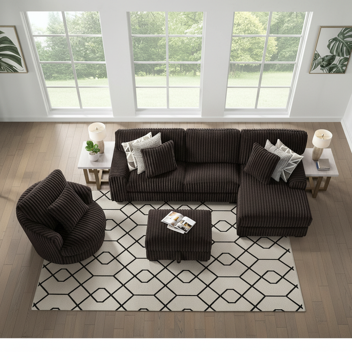 Nightfall Espresso Corduroy Sectional