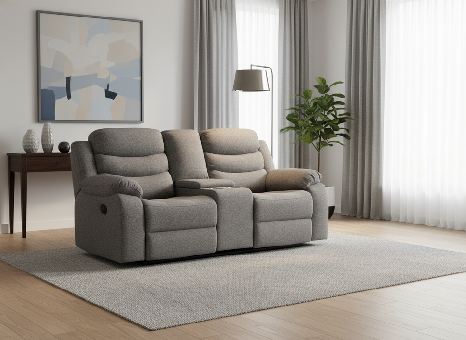 Thomas Light Gray Reclining Loveseat with Console