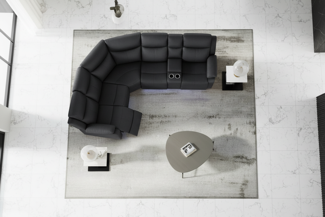 Torrent Black Reclining Sectional + cupholders + LED Lights + Speaker