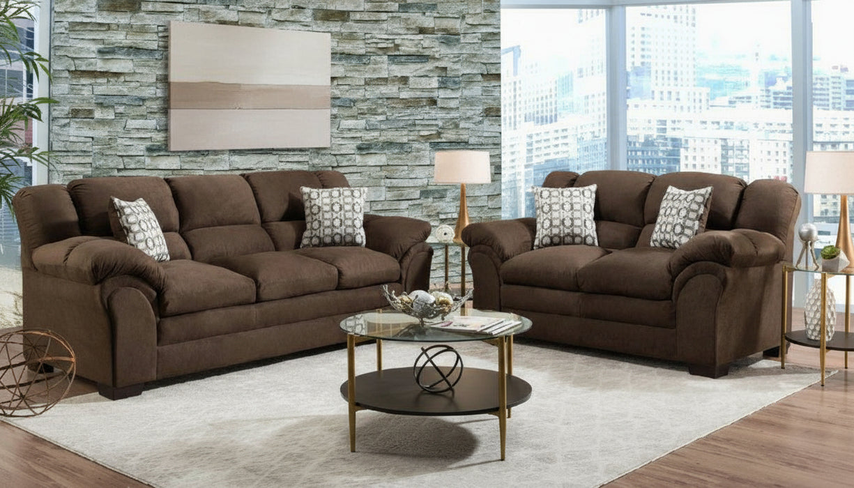 Traverse Brown Sofa and Loveseat