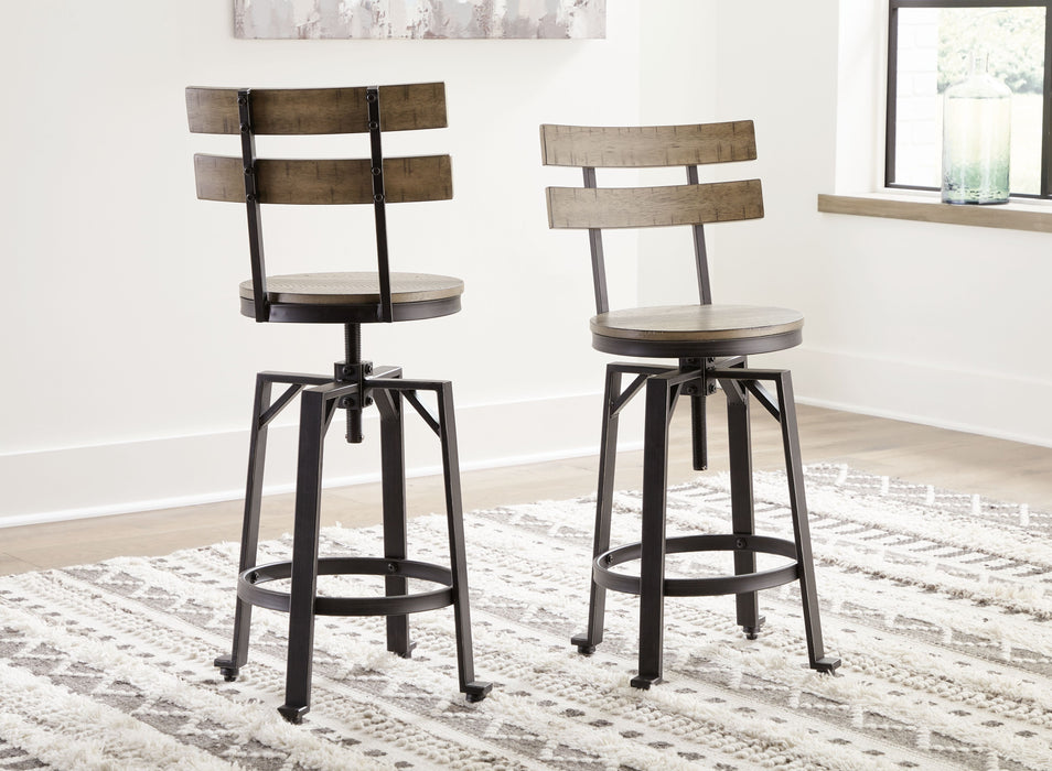 Lesterton - Light Brown / Black - Swivel Barstool (Set of 2)