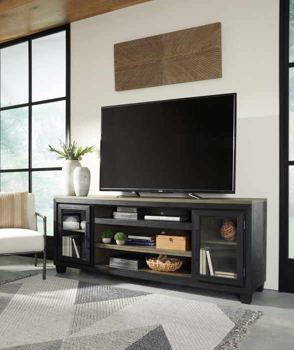 Foyland - Black / Brown - Xl TV Stand W/Fireplace Option