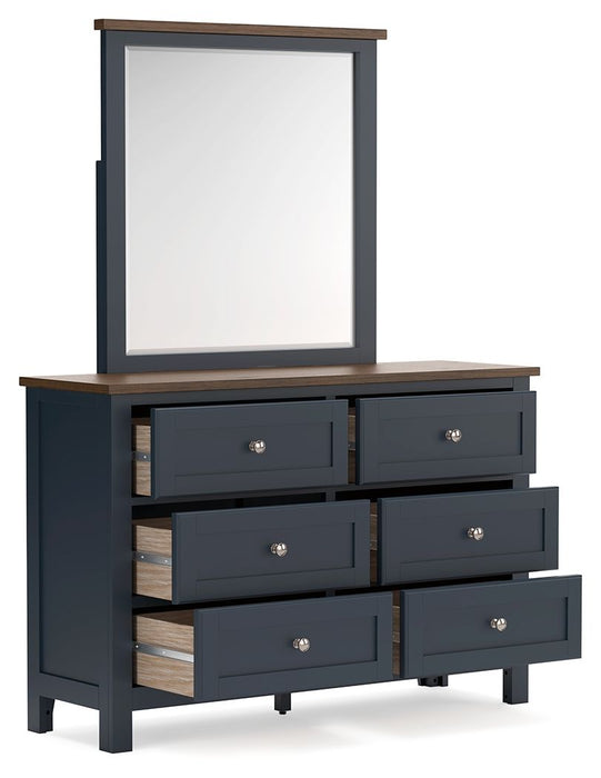 Landocken - Dresser and Mirror - Brown / Blue