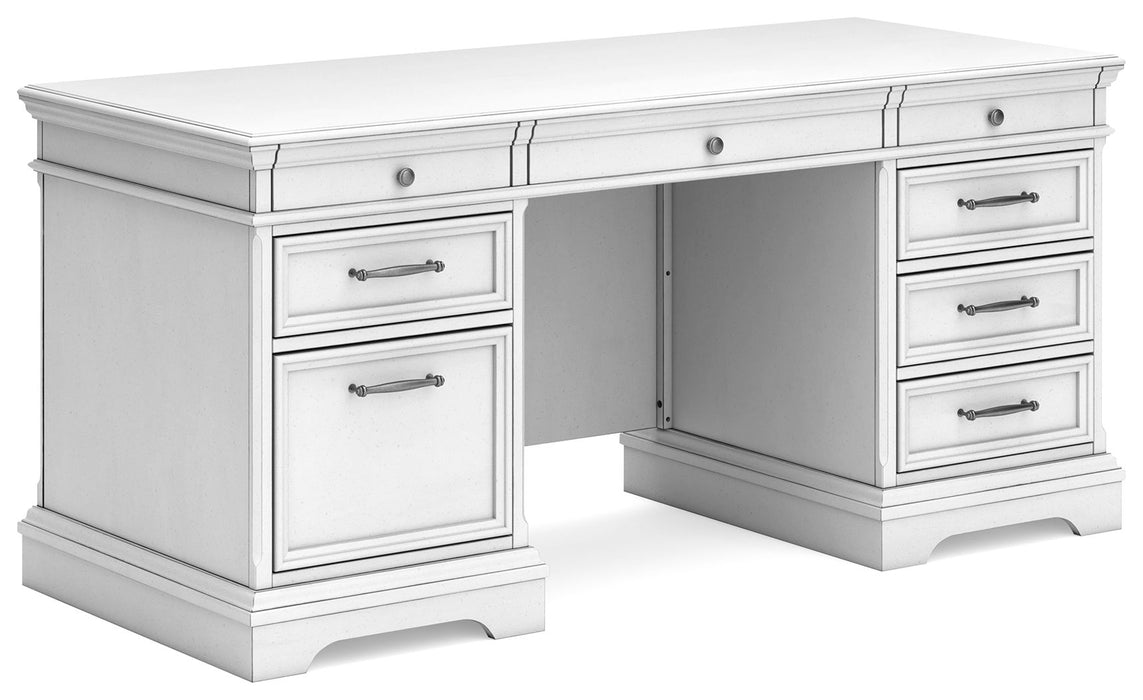 Kanwyn - Whitewash - Home Office Desk With Eight Drawers