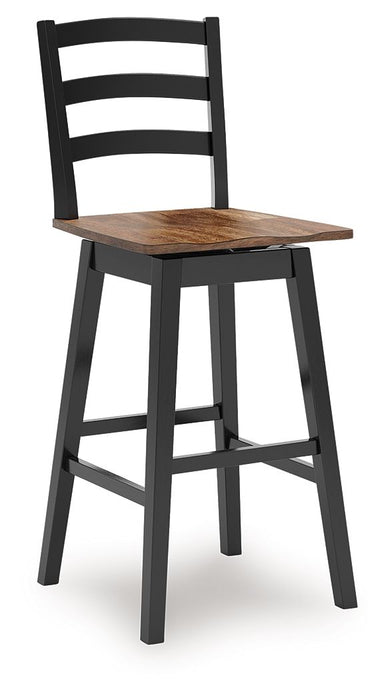 Wildenauer - Tall Swivel Barstool (Set of 2) - Brown / Black