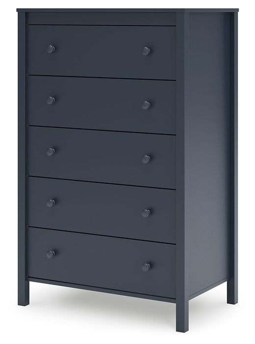 Simmenfort - Navy Blue - Five Drawer Chest