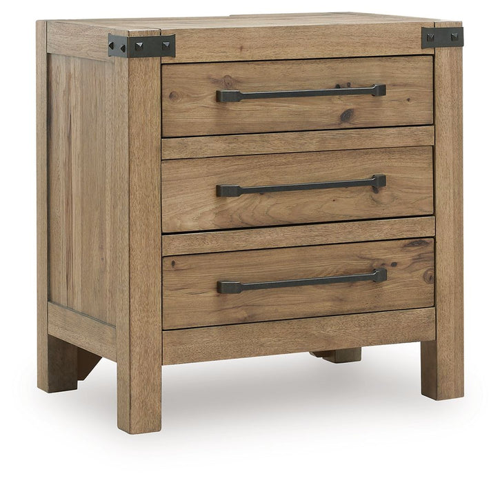 Ridgester - Three Drawer Night Stand - Light Brown