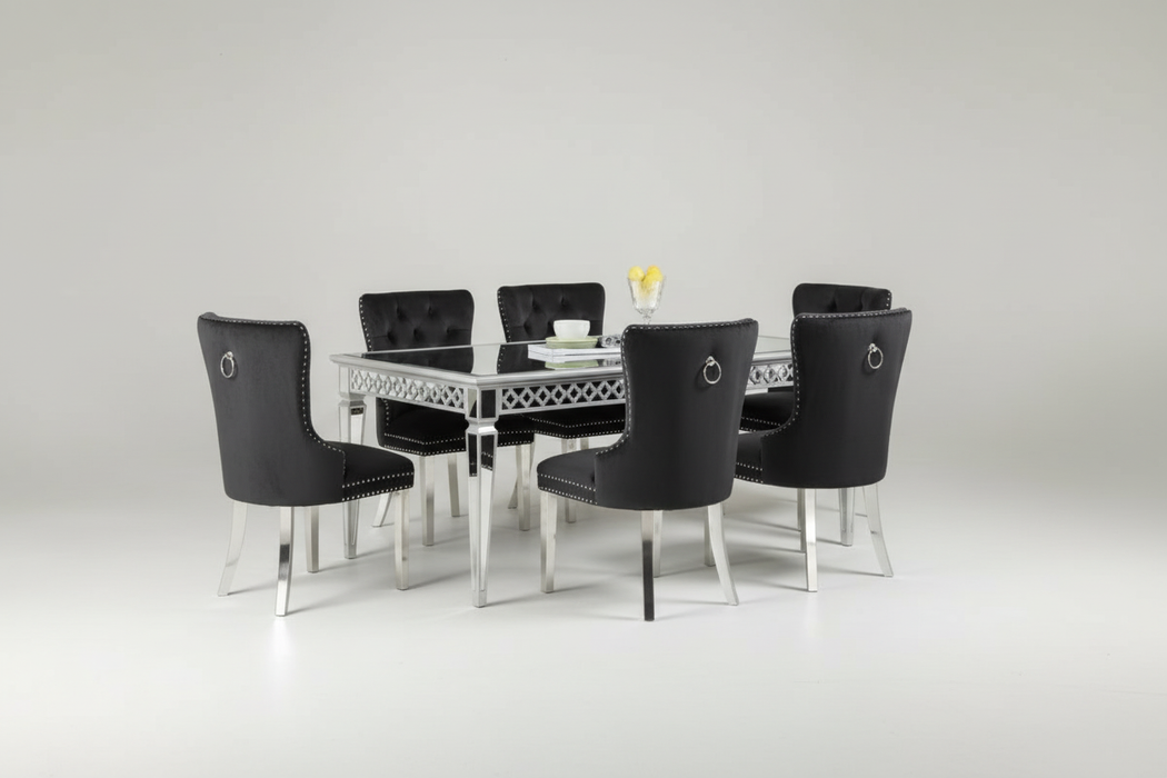 Carris Dining Table + 4 Black Chairs