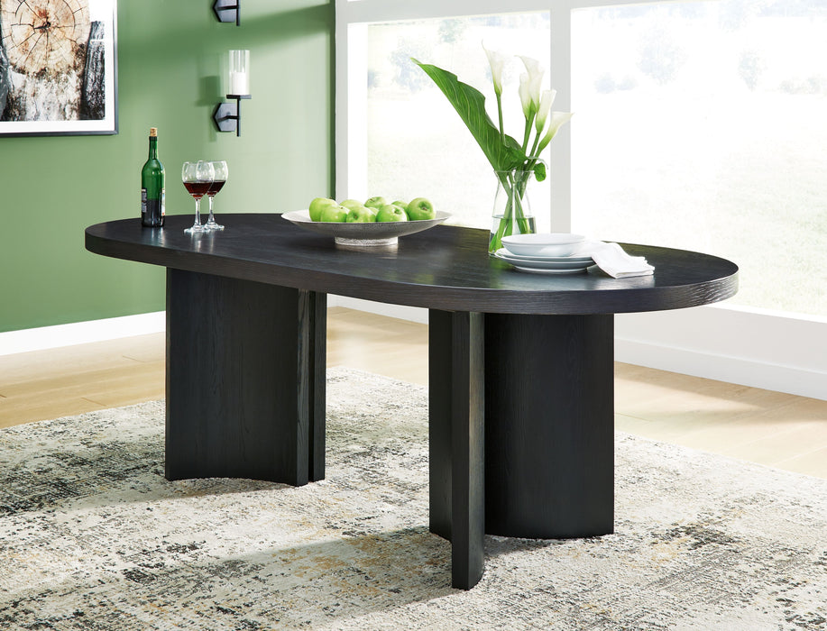 Rowanbeck Oval Dining Room Table Black Price Busters Furniture