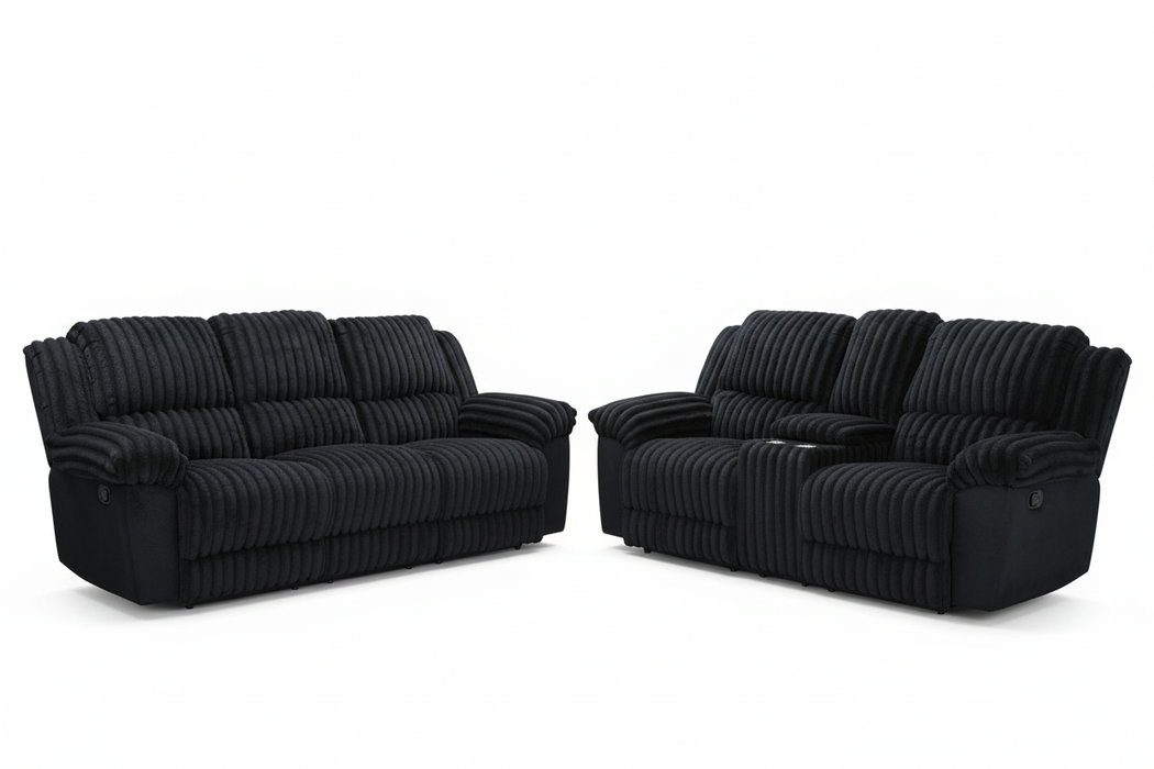 Diamond Black Reclining Sofa and Console Love Seat