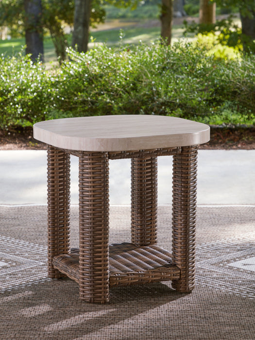 Dolan Creek - Square End Table - Beige / Brown