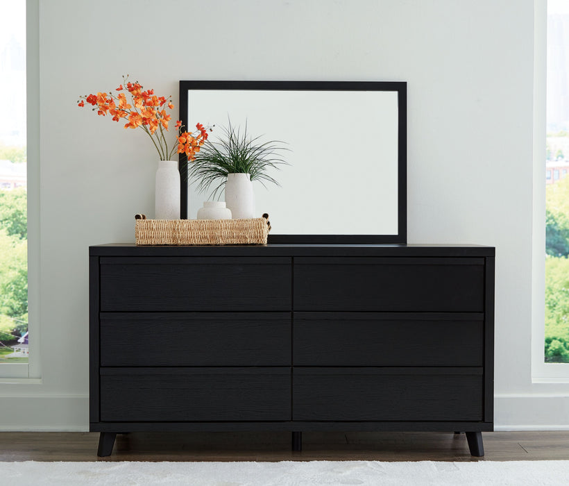 black dresser with mirror JM Furniture Milan and Marceline 6-drawer Dresser with Mirror