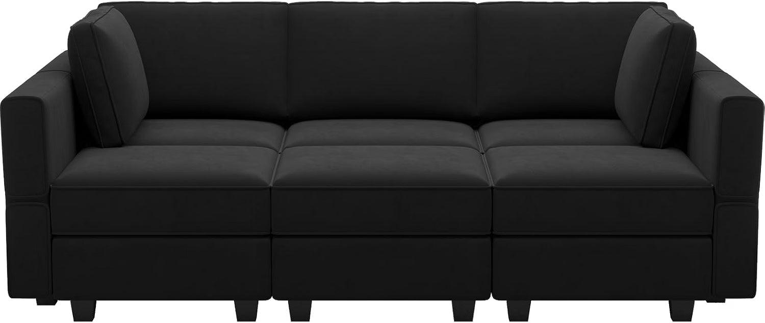 Hudson Black 6-Piece Sleeper Chaise Lounge Storage Sectional