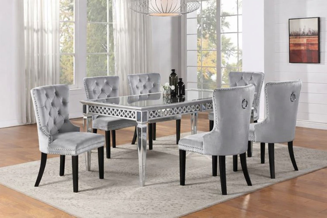 Carris Dining Table + 4 Silver Chairs