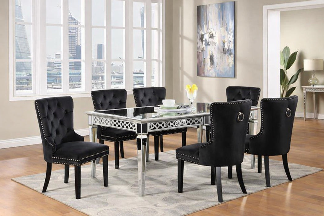 Carris Dining Table + 4 Black Chairs