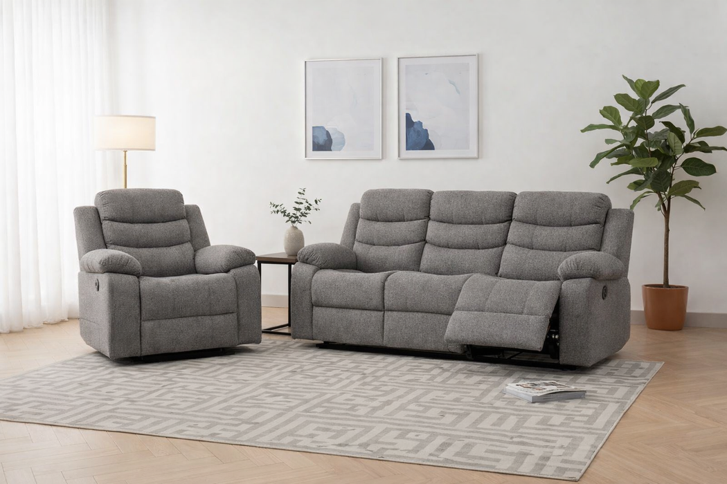 Thomas Light Gray Reclining Sofa and Recliner (Loveseat Out Of Stock)