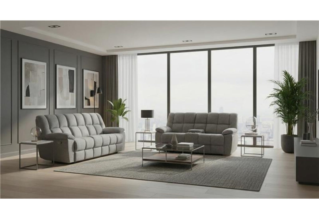 Pallier Smoke Reclining Sofa and Console Reclining Loveseat
