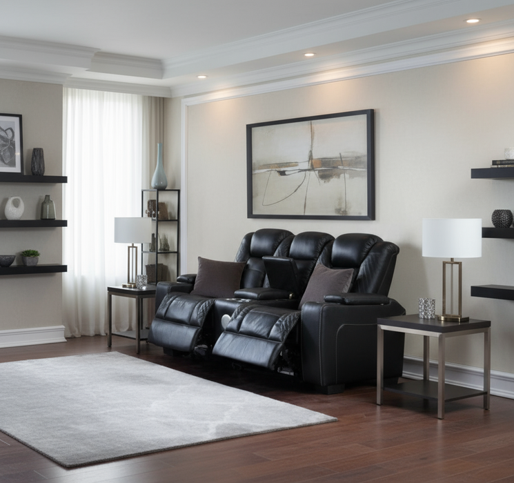 London Black Reclining Loveseat