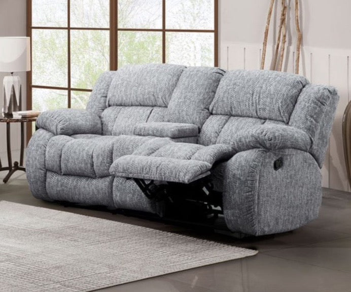 Strider Gray Reclining Loveseat with Cupholders and Storage