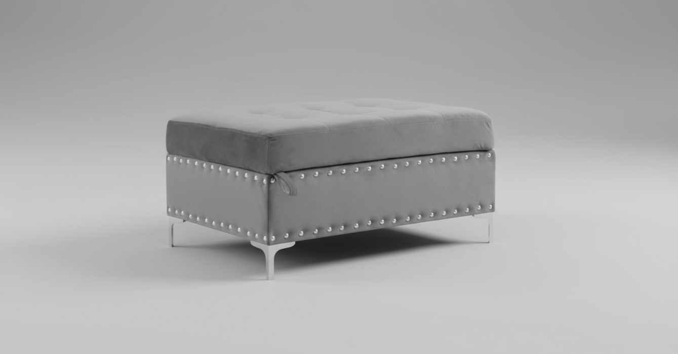 Kayla Silver Ottoman