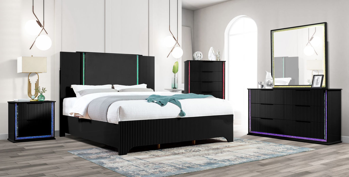 Pallis Black LED Dresser Mirror and Bed Choose Your Size!!