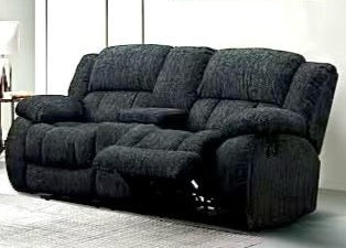 Strider Ebony Reclining Loveseat with Cupholders and Storage