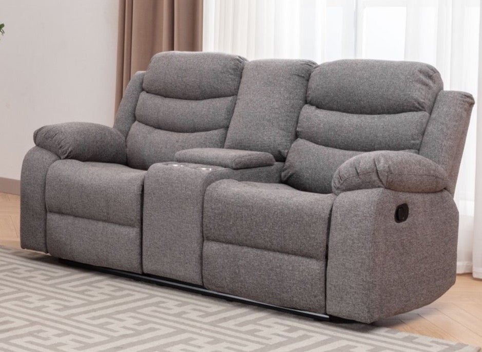 Jim Light Gray Reclining Loveseat with Console