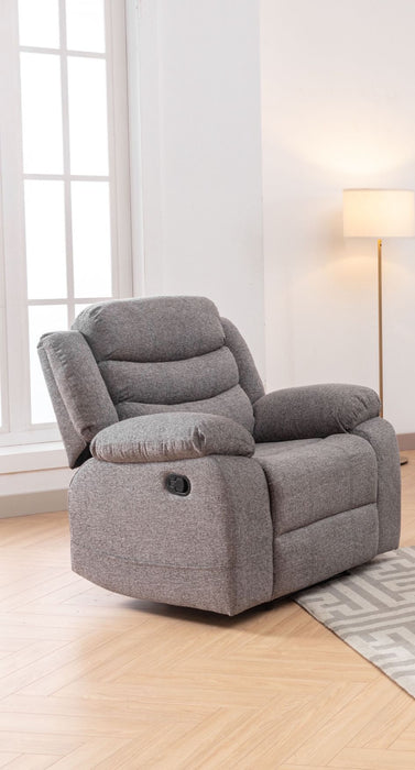 Thomas Light Gray Reclining Sofa and Loveseat with Console