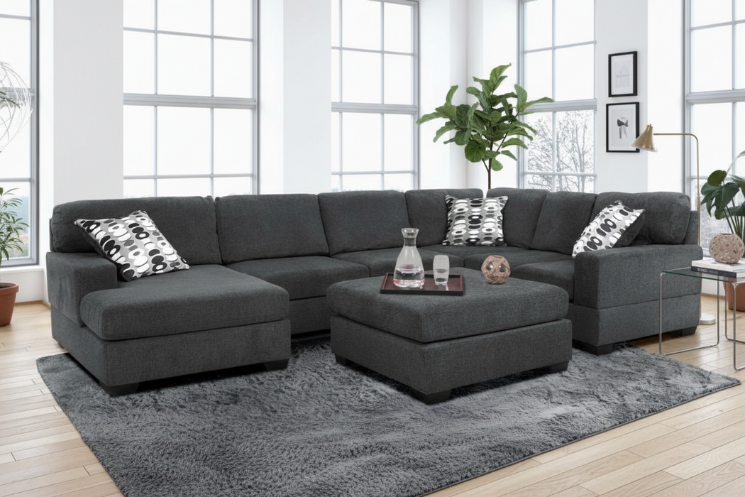 Olympia Charcoal Reversible Sectional