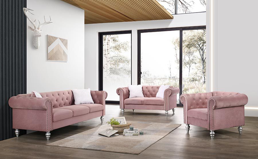Samir Pink Sofa and Loveseat