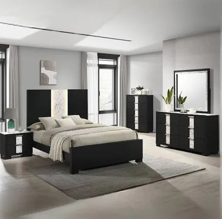 Viccaro Dresser Mirror and Bed Select Your Size