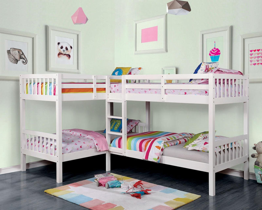 Serena White Quadruple Twin/Twin Bunkbed (4 Beds in 1!!)