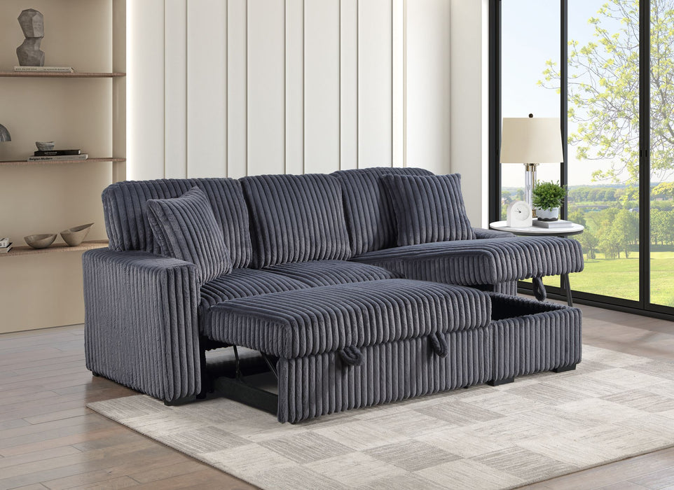 Carnado Gray Corduroy Sleeper Sectional with Storage