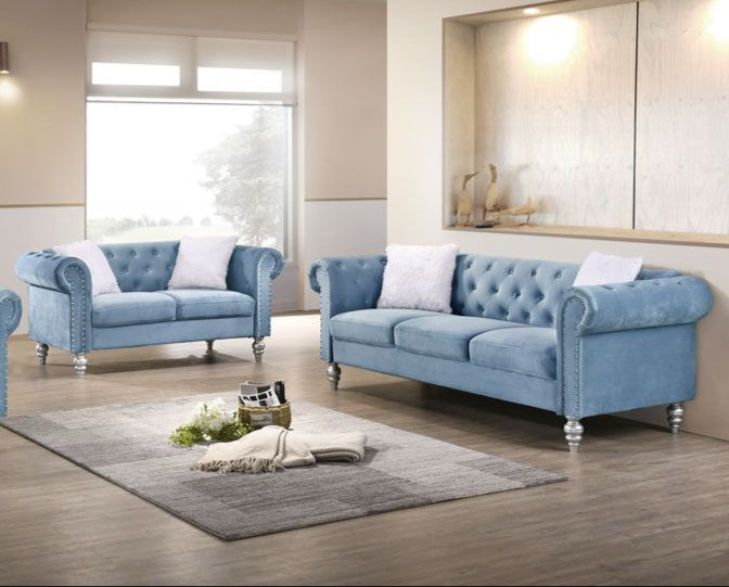 Samir Blue Sofa and Loveseat