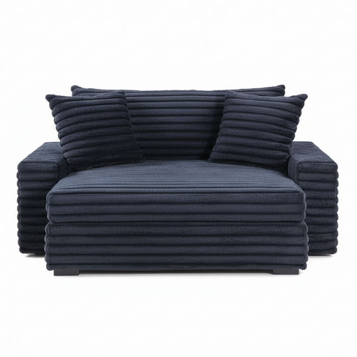 Talmud Black Large Velvet Chaise Lounge with Speaker