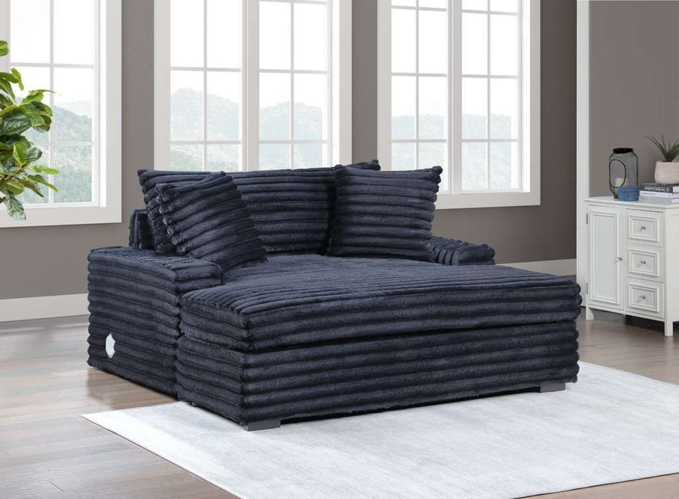 Talmud Black Large Velvet Chaise Lounge with Speaker