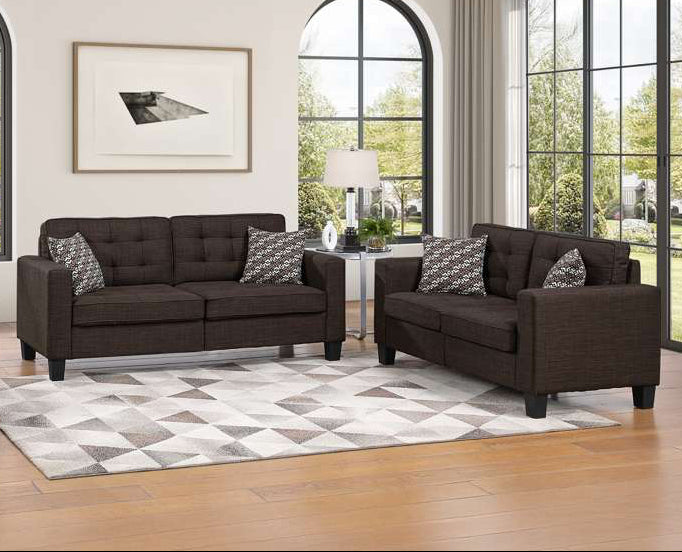 Perry Brown Sofa and Loveseat