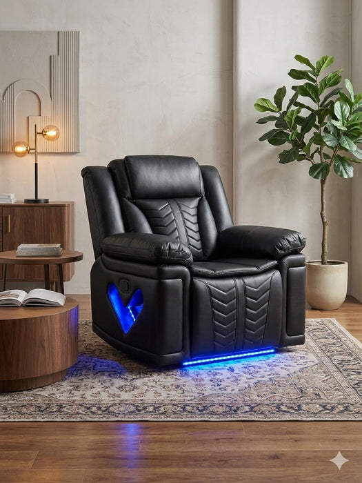 Electra Black Recliner with LED Lights