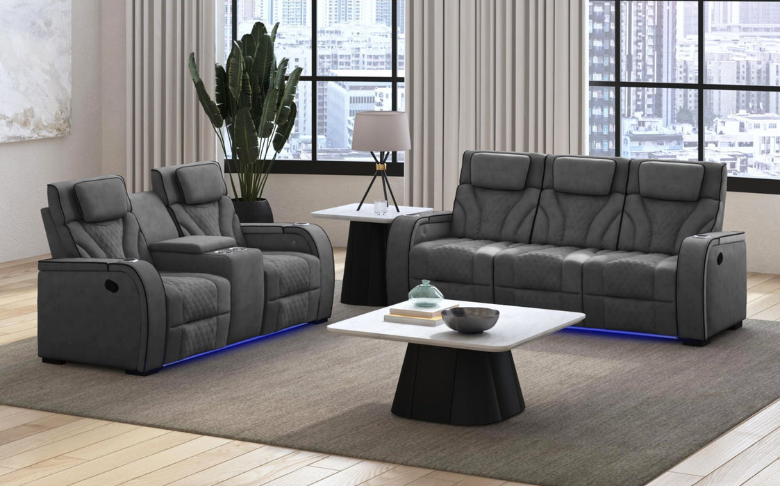 Blitz Reclining Sofa and Loveseat with LED Lights and USB Power
