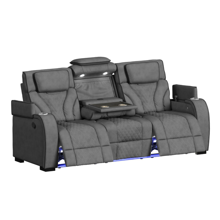 Blitz Reclining Sofa and Loveseat with LED Lights and USB Power