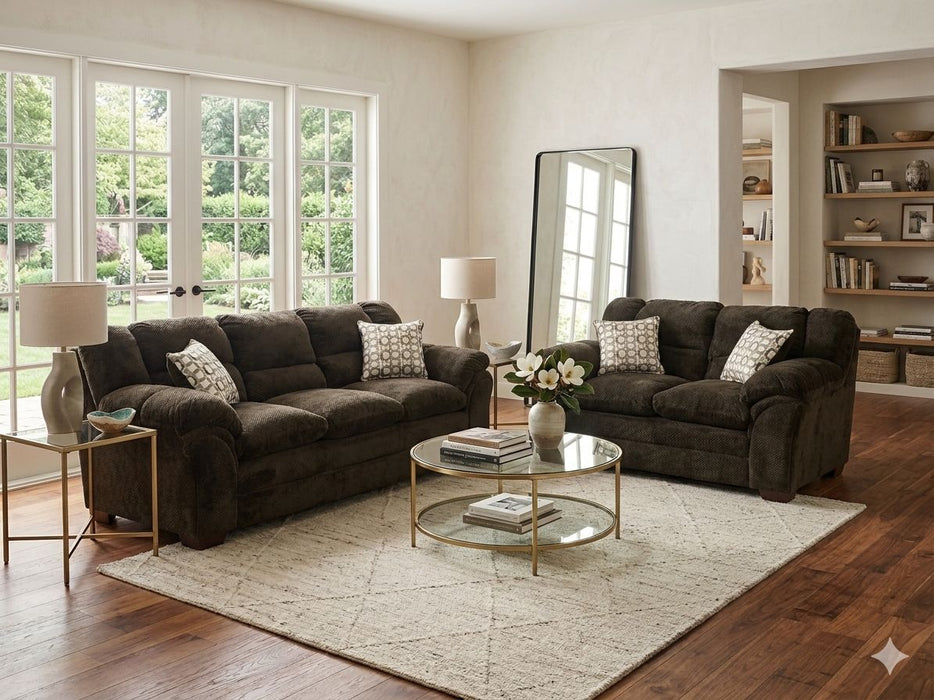 Traverse Chocolate Sofa and Loveseat