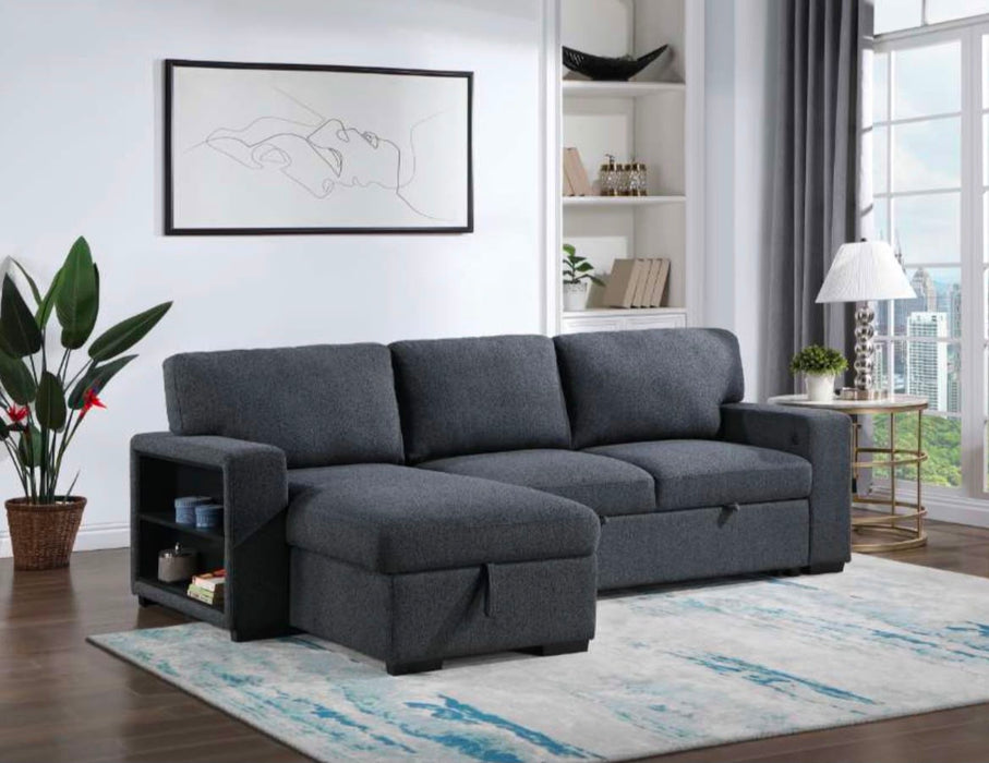 Feliciano Sleeper Sectional with Bookshelf and Storage