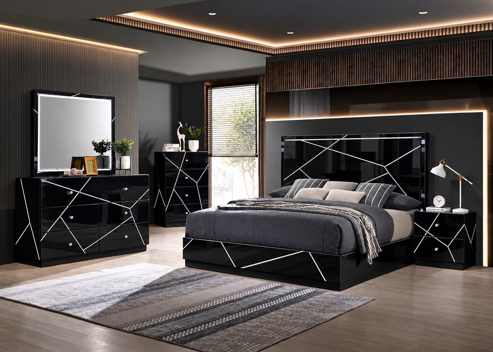 Dante Black Dresser Mirror and Bed Choose Your Size!!