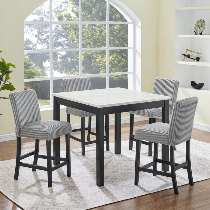 Lina Pub Table + 4 Gray Chairs